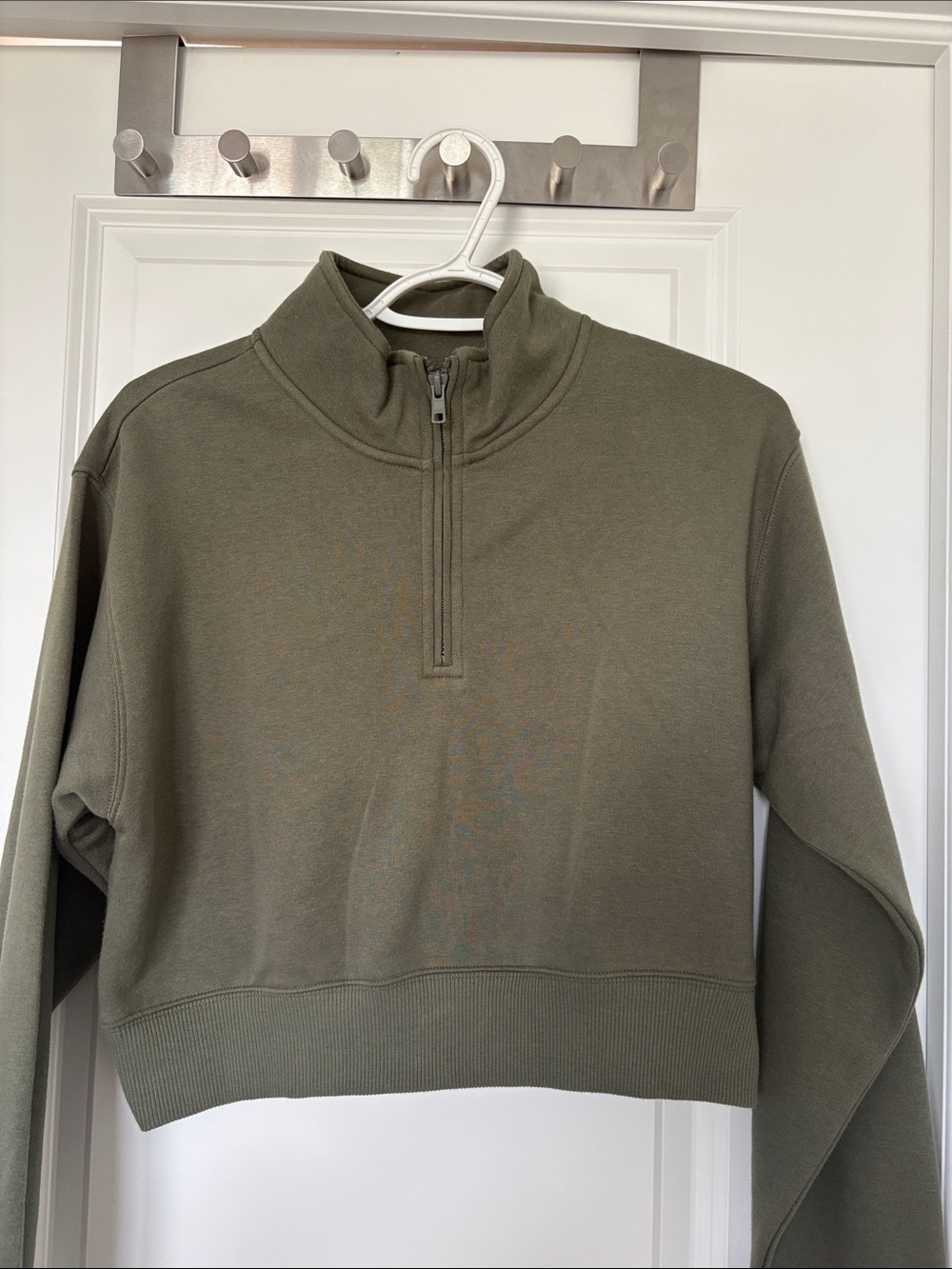 BP Nordstrom Olive Quarter Zip Cropped Sweatshirt